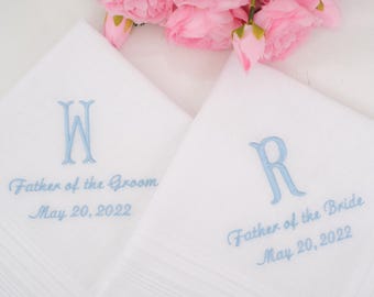 Personalized Wedding Handkerchief: Embroidered Cotton Hanky, Father of Bride/Groom Gift