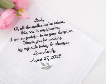 Embroidered Wedding Handkerchief: Father of the Bride Gift
