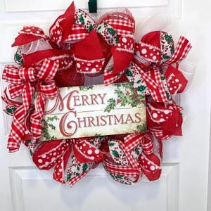 Christmas wreath for front door, winter wreath, Christmas decor, Green and red Christmas wreath, holiday wreath, Merry Christmas wreath