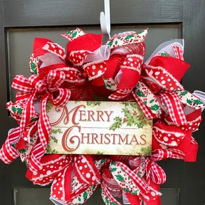 Christmas wreath for front door, winter wreath, Christmas decor, Green and red Christmas wreath, holiday wreath, Merry Christmas wreath