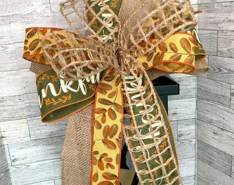 Fall Bow, Fall lantern Bow, Fall Wreath Bow, Door Hanger Bow, Fall Mailbox Bow, Thanksgiving Bow, Autumn Bow