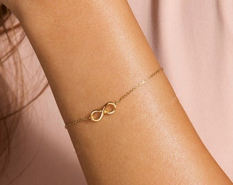 Dainty Layering Bracelet, Gold Infinity Jewelry, Minimal Layering Bracelet, Stacking Bracelets, in Silver, Gold, Gift for Her,Women Bracelet