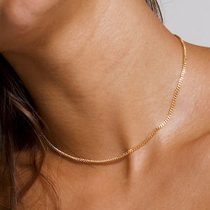 Choker en or épais, collier à maillons cubains, choker à maillons épais, collier en or Choker, collier en or, collier en bordure, chaîne épaisse, rempli d’or 14 carats