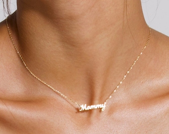 Mommy Necklace, Gold Name Necklace, Mom's Gift Necklace, Mama Necklace, Personalized Name Necklace, Gold Name Necklace, Gift Necklace