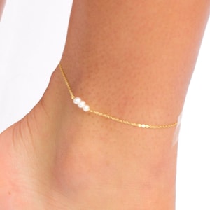Pearl Anklet, Pearl Gold Anklet, Dainty Anklet, Gold Anklet, Tiny Anklet, Simple Everyday Anklet, Simple Gold Anklet, Bridesmaid Gift