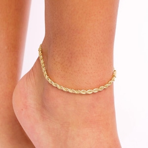 Rope Chain Anklet, Twisted Anklet, Gold Rope Anklet, Twisted Rope Anklet, Rope Chain Anklet Bracelet, Gold Filled Rope Anklet, Twisted Chain