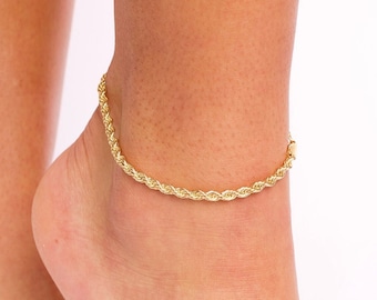 Rope Chain Anklet, Twisted Anklet, Gold Rope Anklet, Twisted Rope Anklet, Rope Chain Anklet Bracelet, Gold Filled Rope Anklet, Twisted Chain