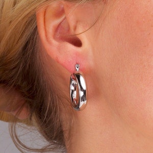Medium Hoop Earrings, Silver Gold Hoop Earrings, Earrings for Women, Classic Hoop Earrings, Simple Hoops,Everyday Hoop Earrings,Modern Hoops