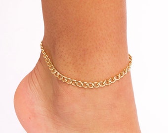 Thick Link Anklet, Gold Filled Round Link Anklet, Gold Body Jewelry, Anklet Bracelet, Gold Chain Anklet, Gold Anklet Bracelet for Women