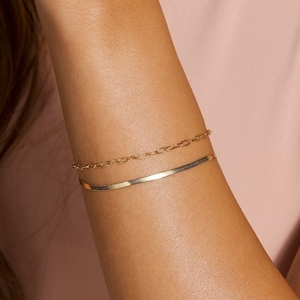 Snake Chain Bracelet - 14k Gold and Silver Delicate Gold Jewelry