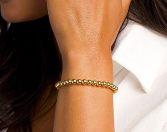 Lot De 5 Bracelets Perles Or Extensibles Pour Femmes - Style Bohème Empilable - Élastiques - 11