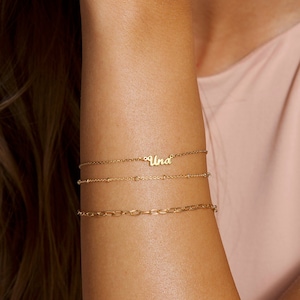 Pulsera de oro personalizada, Joyería de nombre de oro de 14k, Pulsera de nombre, Pulsera personalizada de regalo personalizada, Oro de 14k, Pulsera de plata