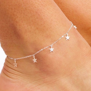 Silver Star Anklet, Dainty Gold Star Anklet, Silver and Gold Filled Anklet, Star Charm Anklet, Boho Star Anklet, Dainty Star Anklet, Anklet
