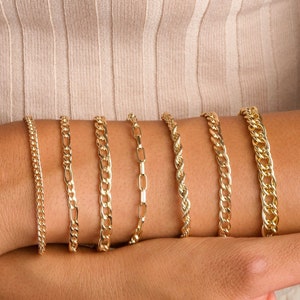 Gold Stacking Bracelets, Gold Filled Link Bracelets,Link Chain Bracelets, Gold Bracelets for Women, Stacking Bracelets, Layered Bracelets