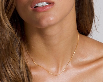 Dainty 14k Gold Box Chain Necklace - Minimalist Layering