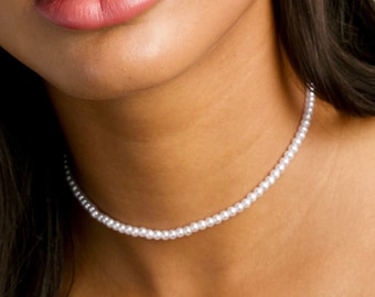 Dainty Pearl Choker Necklace, Necklace Gift for Her, Simple Pearl Choker Necklace, Bridesmaid Gift, Pearl Choker Necklace, Gift Necklace