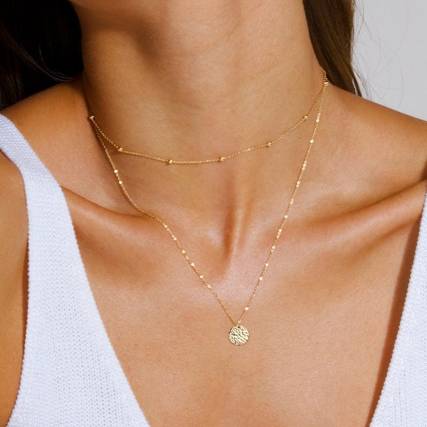 Layered Necklaces, Satellite Choker, Gold Charm Necklace, Coin Layered Necklace, Layered Choker, Gold Charm Necklaces, Gold Dainty Necklaces
