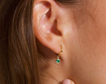 Birthstone Personalized Earrings - 14k Gold Dainty Gift Gemstone Earrings