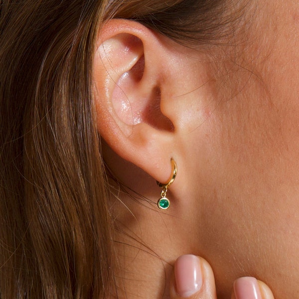 Birthstone Personalized Earrings - 14k Gold Dainty Gift Gemstone Earrings