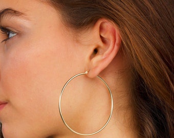 Simple Hoop Earrings, Thin Round Earrings, Minimal Hoop Earrings, Gold Thin Hoops, Large Round Hoop Earrings, Classic Hoop Earrings, Large