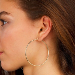 Simple Hoop Earrings, Thin Round Earrings, Minimal Hoop Earrings, Gold Thin Hoops, Large Round Hoop Earrings, Classic Hoop Earrings, Large