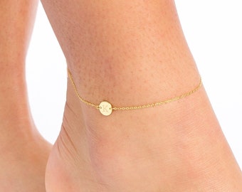 Disk Anklet, Gold Disk Anklet, Tiny Gold Anklet, Dainty Disk Anklet, Tiny Disk Anklet, Gold Disk Jewelry, Anklet Disk Gift, Gift for Her