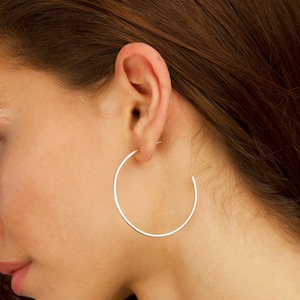 Ultra thin silver hoop earrings on sale