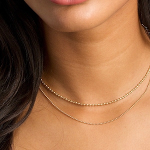 Layered Bead Necklace, Dainty Bead Ball Necklace, 14k Gold Filled Bead Necklace, Layering Necklace, Gold Bead Necklace,Layered Gold Necklace