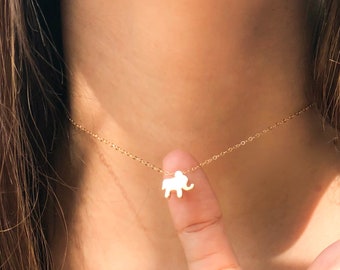 Animal Necklace, Elephant Necklace, Gold Necklace, Gift for Girl, Baby Elephant Necklace, Tiny Elephant Necklace, Animal Lover Gift, Gift