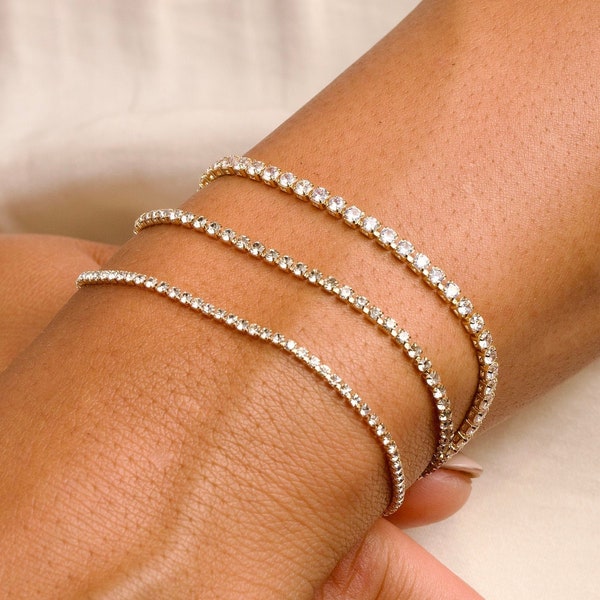 Gold Tennis Bracelet, Diamond Bracelet, Cubic Zirconia Tennis Bracelet, Diamond Bracelet, Dainty Bracelet, Gift for Her, Minimalist Bracelet