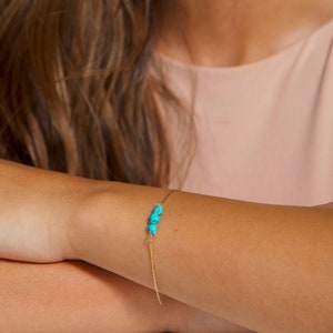 Turquoise Stone Bracelet, Genuine Turquoise Jewelry, Tiny Beaded Bracelet, Beaded Turquoise bracelet, Dainty Bracelet,Beaded dainty bracelet