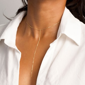 Lariat Necklace, Y Necklace, Dainty Lariat Necklace, Gold, Silver, Rose Gold Necklace, Dainty Y Necklace, Lariat Dainty Chain, Dainty Chain