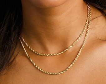 Gold Rope Necklace, Layered Rope Chain,Rope Chain Necklace, Gold Rope Chain for Women, Gold Chain Necklace, Rope Chain, Rope Necklace