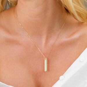 Personalized bar necklace, Custom Bar Necklace, Long gold necklace, Long bar necklace, Initial pendant, sterling silver, gold fill