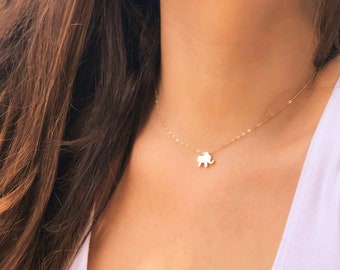 Gift For Her, Elephant Necklace, Animal Necklace, Dainty Elephant Necklace, Tiny Gold Necklace, Gold Necklace, Tiny Necklace, Elephant Charm