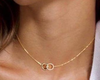 Interlocking Paved Circle Choker Necklace For Her - Diamond Infinity Eternity Jewelry