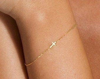 Gold Filled Cross Bracelet, Cross Jewelry, Sterling Silver Cross Bracelet, Tiny Cross Bracelet, Dainty Cross Jewelry, Small Cross Bracelet