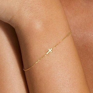 Gold Filled Cross Bracelet, Cross Jewelry, Sterling Silver Cross Bracelet, Tiny Cross Bracelet, Dainty Cross Jewelry, Small Cross Bracelet