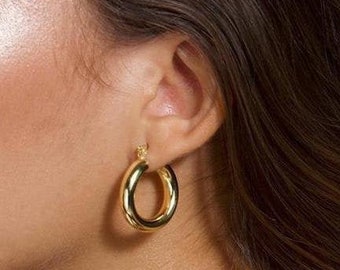 Gold Thick Hoops, Chunky Thick Earrings, Classic Thick Hoops, Thick Earrings, Large Earrings, Silver Gold Hoop Earrings, Very Thick Hoops