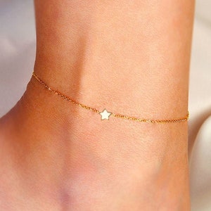 Personalized Anklet, Star Anklet, Dainty Gold Anklet, Dainty Star Anklet, Tiny Star Anklet, Gold Star Anklet, Little Star Anklet, Anklet
