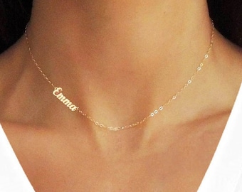 14K Gold Namenskette, kleine Namenskette, personalisierte Gold Namenskette, Namenskette, personalisierte Halskette, benutzerdefinierte Namenskette