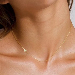 Initial Gold Necklace, 14k Gold Filled Necklace, Gift Necklace, Sideways Necklace, Sideways Letter Necklace, Dainty Necklace, Gift Necklace