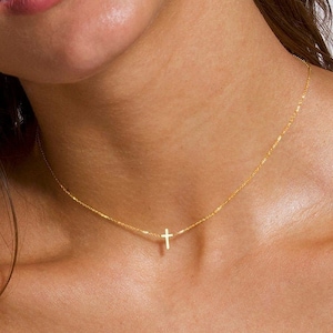 Tiny Cross Necklace, Gold Cross Necklace, Cross Necklace, Dainty Necklace, Dainty Cross Necklace, Small Cross Necklace, Delicate Necklace