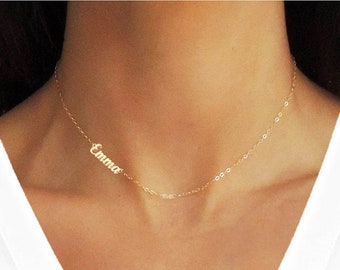 Collar con nombre en oro de 14 quilates - Joyería personalizada de plata de ley