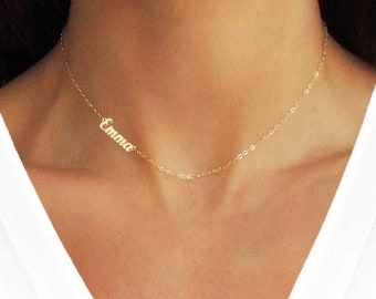 Name Halskette, 14K Gold Name Halskette, kleine Name Halskette, personalisierte Gold Name Halskette, Namen Halskette, personalisierte Halskette, Halskette