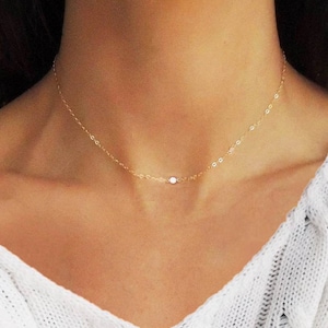 Diamond Choker, Tiny Diamond Choker, Diamond Necklace, Dainty Diamond Necklace, Gold Diamond Necklace, Silver Diamond Necklace, Necklace