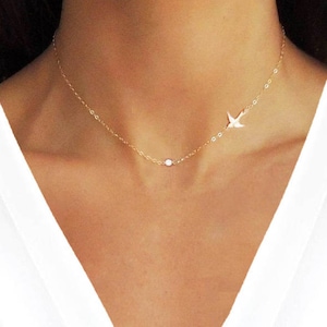 Collar de paloma - Delicado collar con dije de pajarito