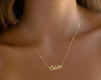 Dainty Script Name Necklace - Personalized Cursive Nameplate Gold and Silver Jewelry