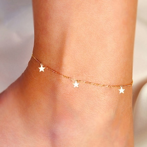 Elegant fotlänk i 14k guld med stjärna - Sterlingsilver med himmelsk charm