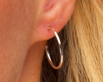 Simple Sterling Silver Thin Hoops - Dainty Everyday Jewelry